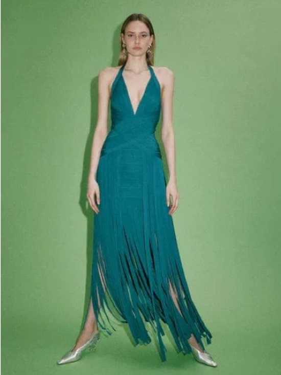 Herve Leger Dresses & Skirts - NWT-HERVE LEGER  Scarlet Gown XS Bandage Maxi in Calypso Blue